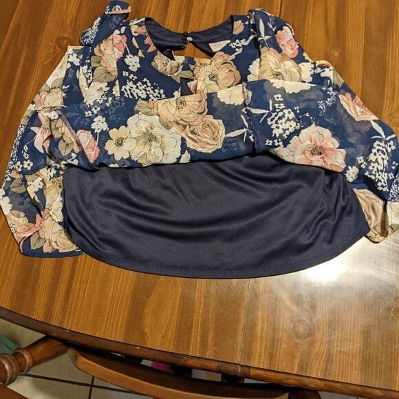 SIENNA SKY SLEEVELESS BLUE & FLORAL FULLY LINED DRESS - MEDIUM - Picture 6 of 8